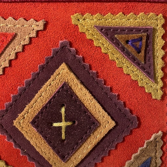 Folk Multicolour patchwork suede clutch NEW! - Picture 3 of 8